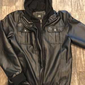 Obey Faux Leather Hooded Jacket